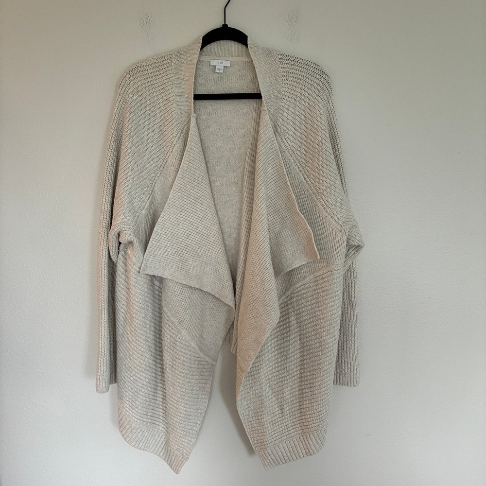 J. Jill Cardigan Sweater Womens 3X Oatmeal Thick Knit Draped Open Front